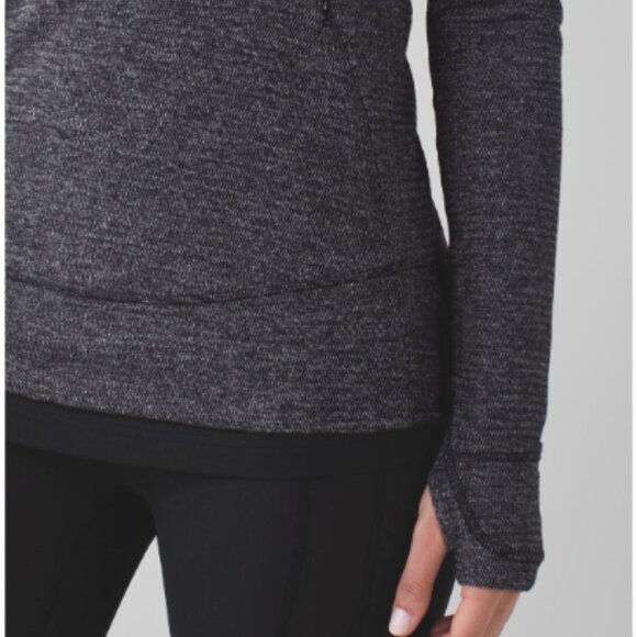 Lululemon Think Fast Pullover Mini Check Pique Black Heathered Black - Picture 2 of 13